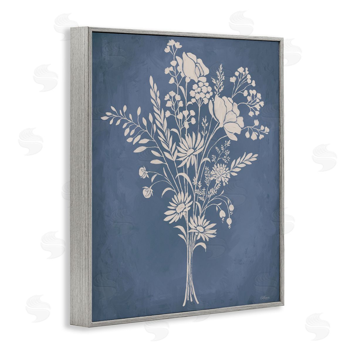 Garden Bundle over Blue Grey Frame Print Wall Art, Home Decor by Cat Thurman Designs