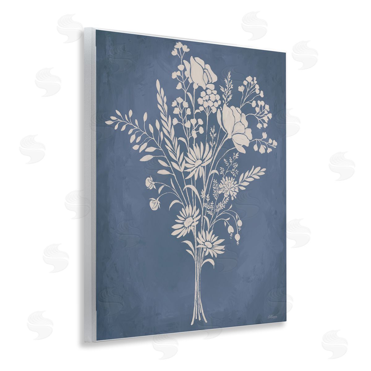 Garden Bundle over Blue Wood Plaque Wall Art, Home Decor by Cat Thurman Designs