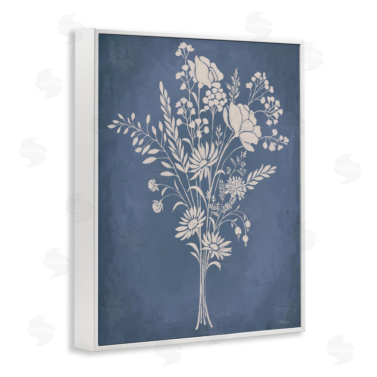 Garden Bundle over Blue White Frame Print Wall Art, Home Decor by Cat Thurman Designs