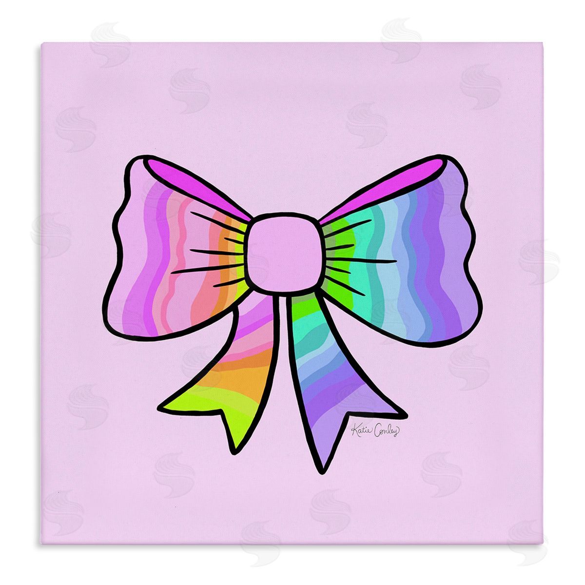 Pastel Rainbow Ombre Ribbon Canvas Wall Art, Home Decor by Katie Conley