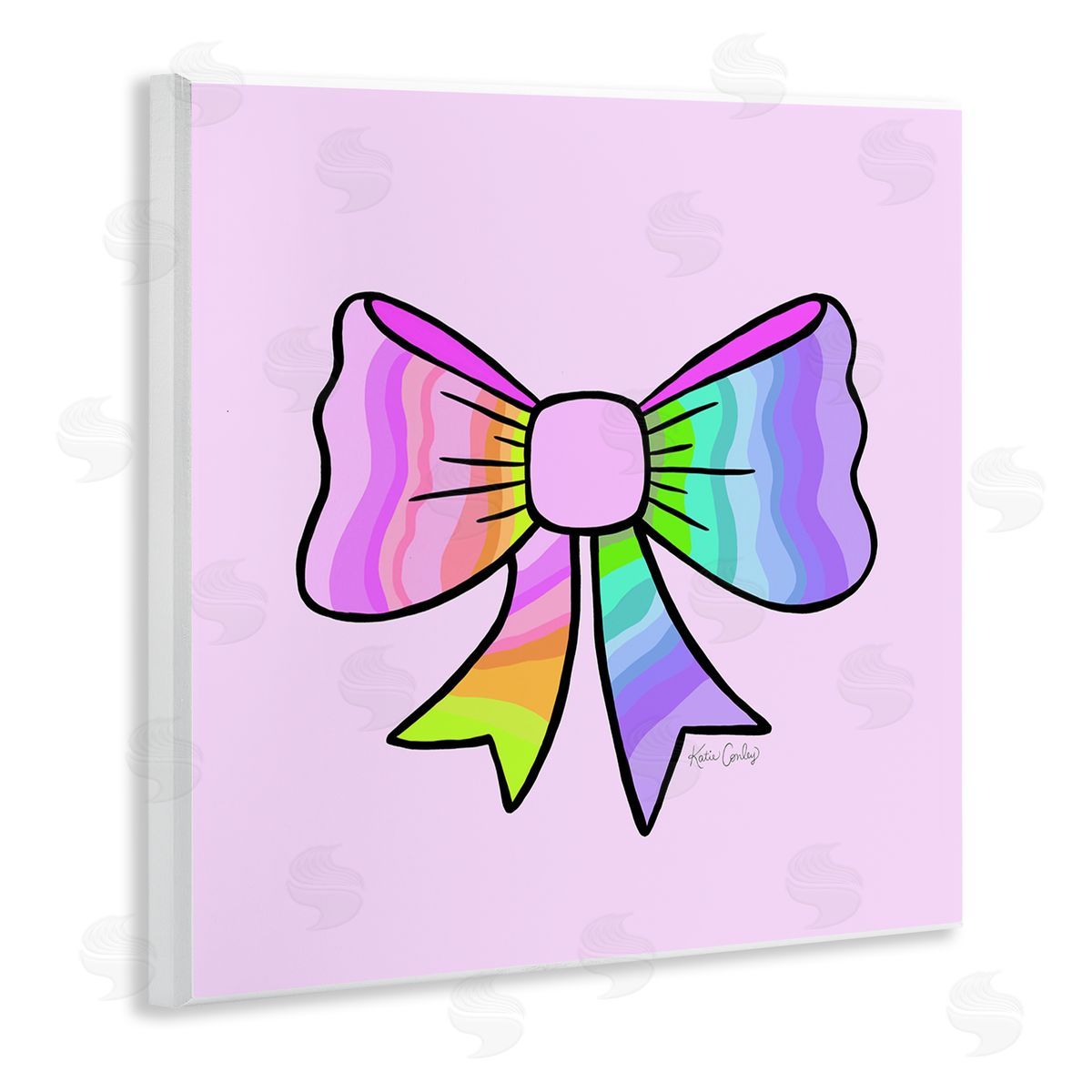 Pastel Rainbow Ombre Ribbon Wood Plaque Wall Art, Home Decor by Katie Conley