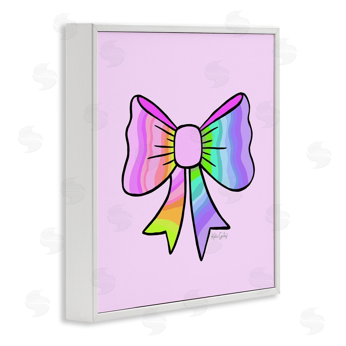 Pastel Rainbow Ombre Ribbon White Frame Print Wall Art, Home Decor by Katie Conley