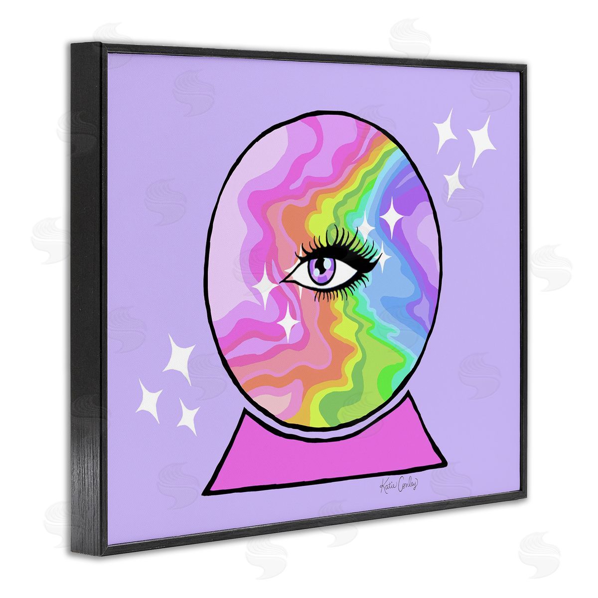 Mystical Crystal Ball Eye Black Frame Print Wall Art, Home Decor by Katie Conley