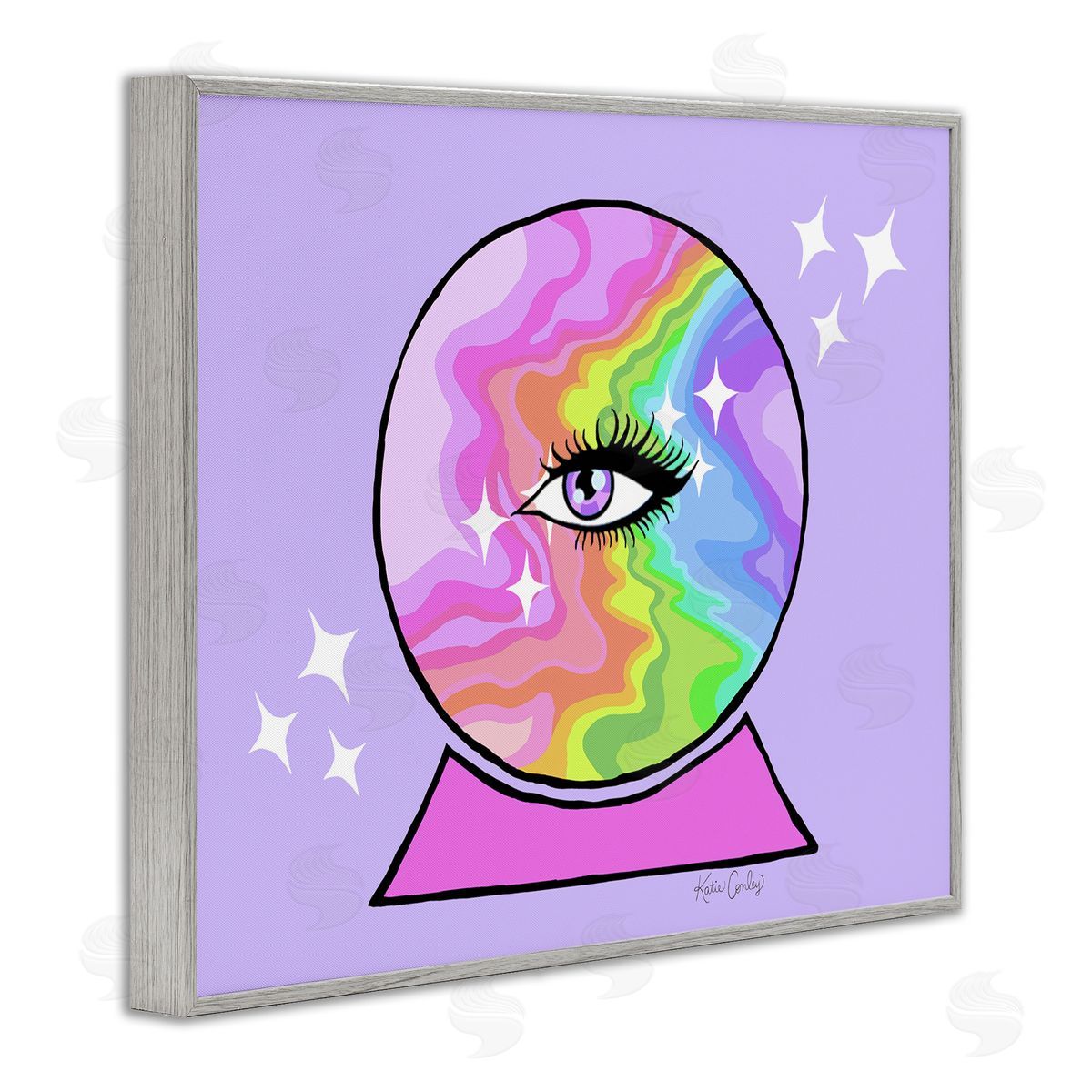 Mystical Crystal Ball Eye Grey Frame Print Wall Art, Home Decor by Katie Conley