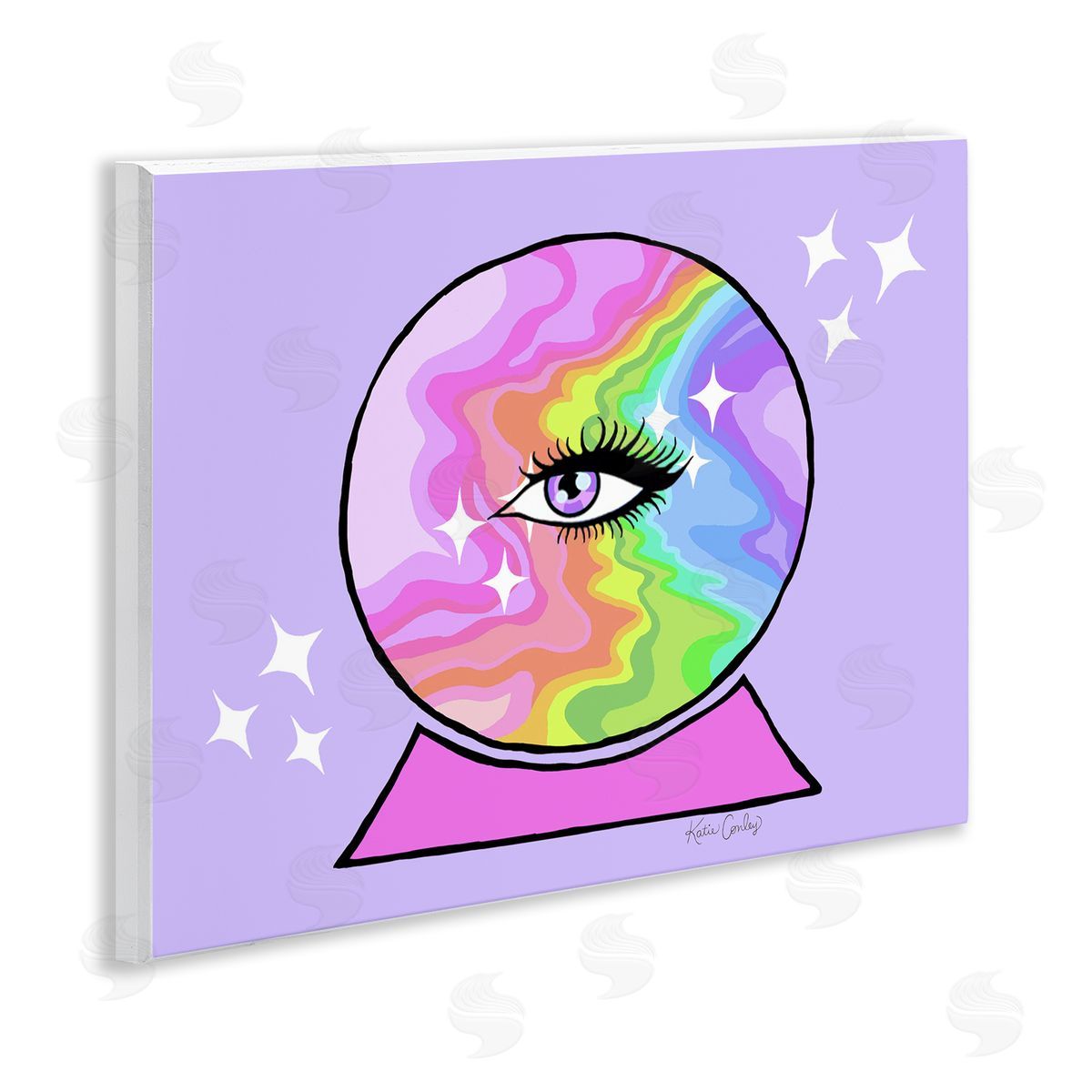 Mystical Crystal Ball Eye Wood Plaque Wall Art, Home Decor by Katie Conley