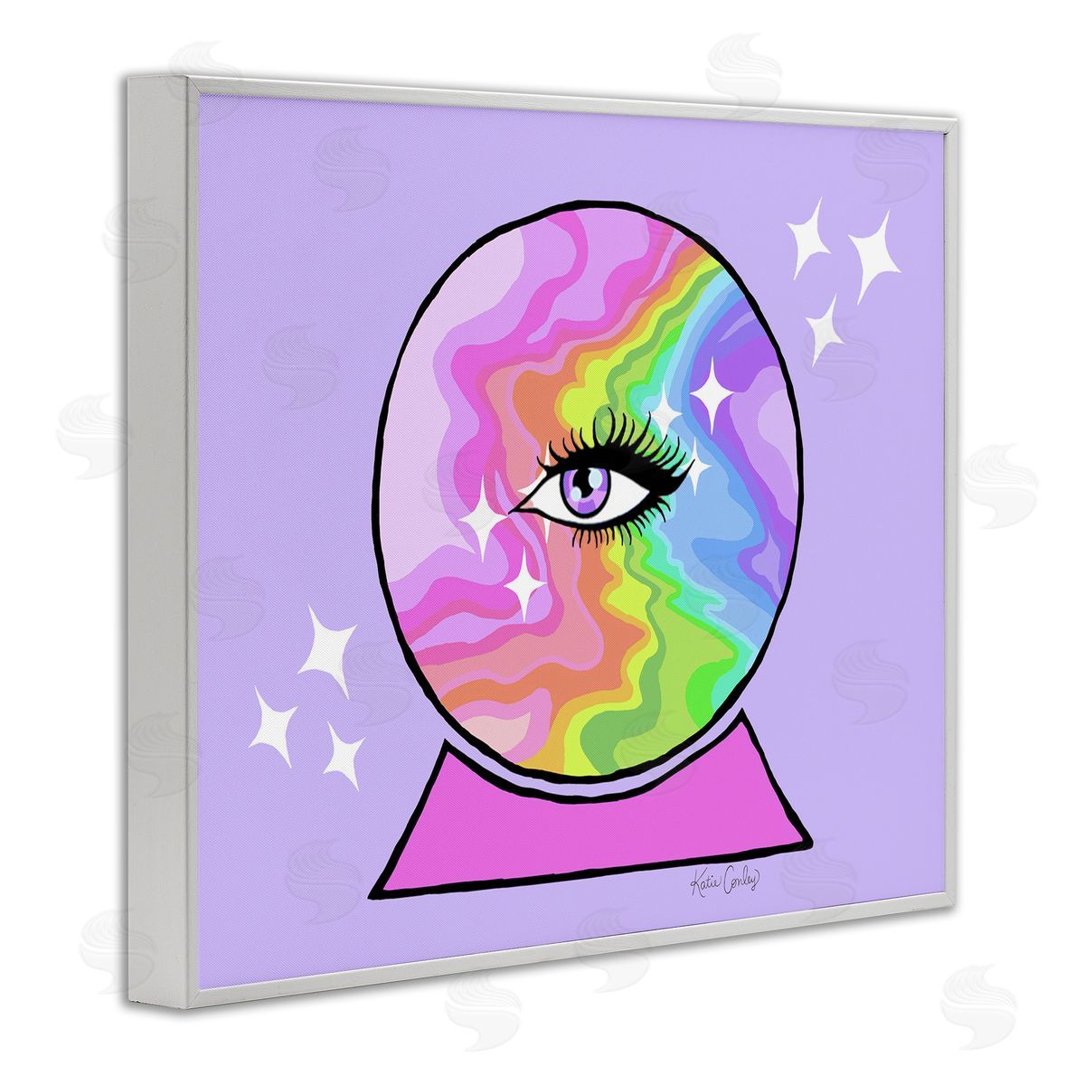 Mystical Crystal Ball Eye White Frame Print Wall Art, Home Decor by Katie Conley