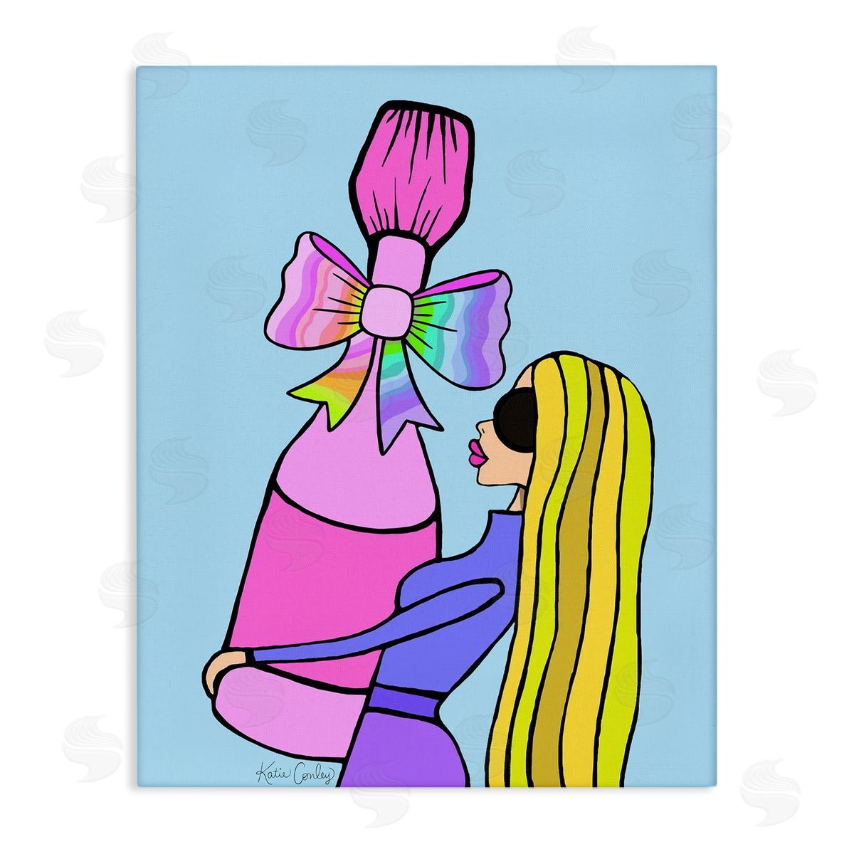 Bold Fashionista with Wine Bottle Canvas Wall Art, Home Decor by Katie Conley