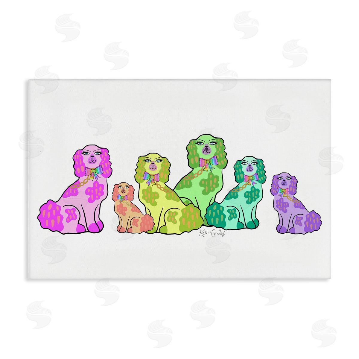 Colorful Posh Pooches Canvas Wall Art, Home Decor by Katie Conley