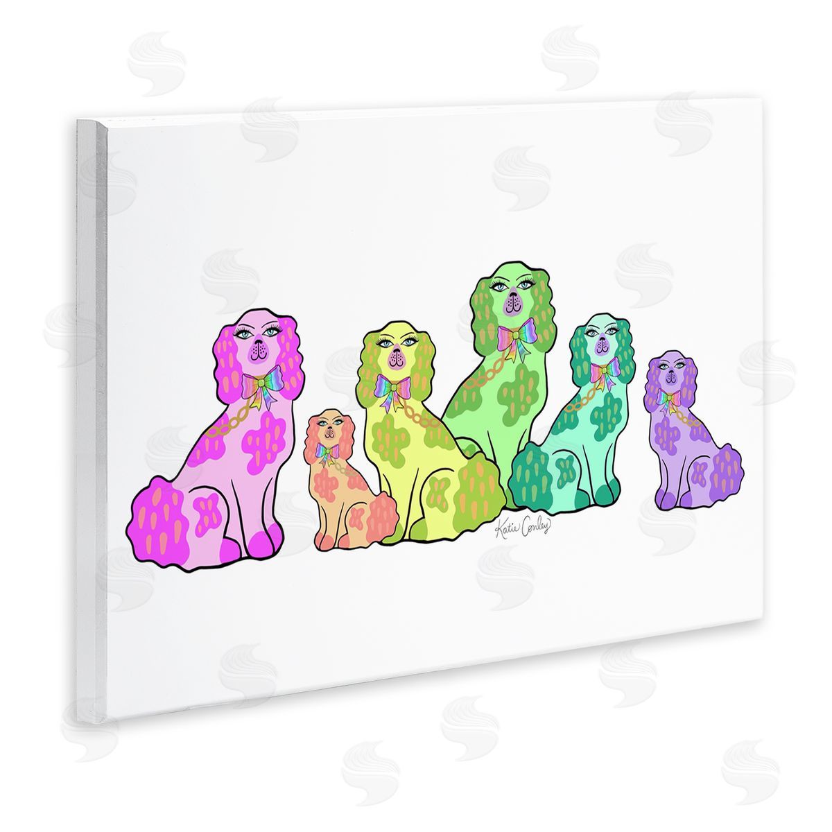 Colorful Posh Pooches Wood Plaque Wall Art, Home Decor by Katie Conley