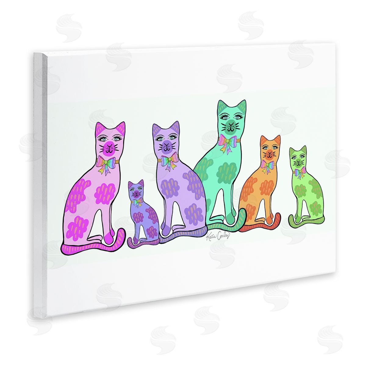 Funky Whimsical Cats Wood Plaque Wall Art, Home Decor by Katie Conley