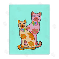 Katie Conley | Funky Cats on Turquoise