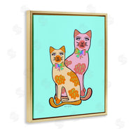 Katie Conley | Funky Cats on Turquoise