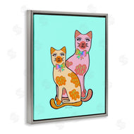 Katie Conley | Funky Cats on Turquoise