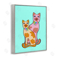 Katie Conley | Funky Cats on Turquoise