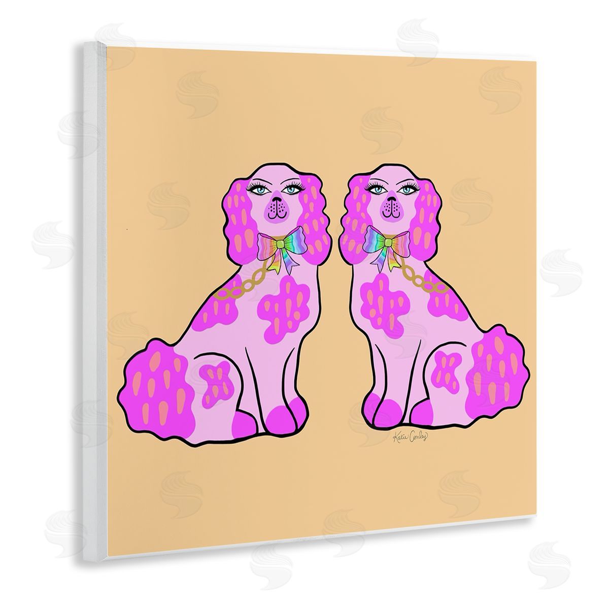Funky Glam Pooches Wood Plaque Wall Art, Home Decor by Katie Conley