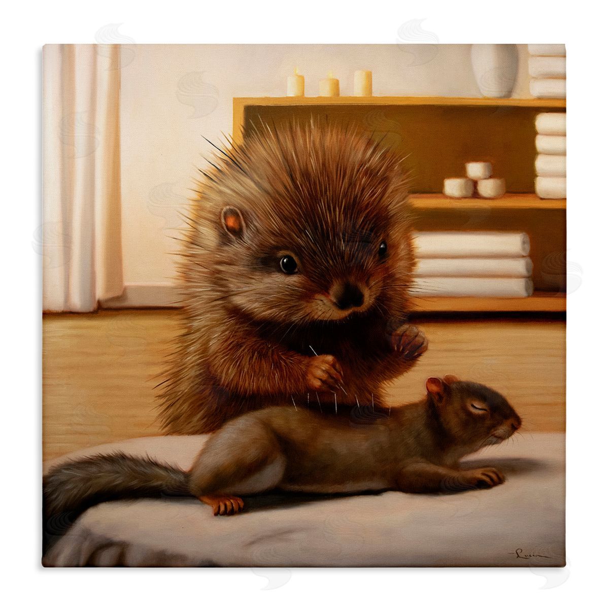 Acupuncture Spa Animals Canvas Wall Art, Home Decor by Lucia Heffernan