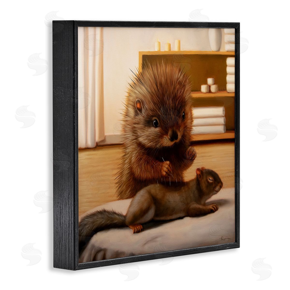 Acupuncture Spa Animals Black Frame Print Wall Art, Home Decor by Lucia Heffernan