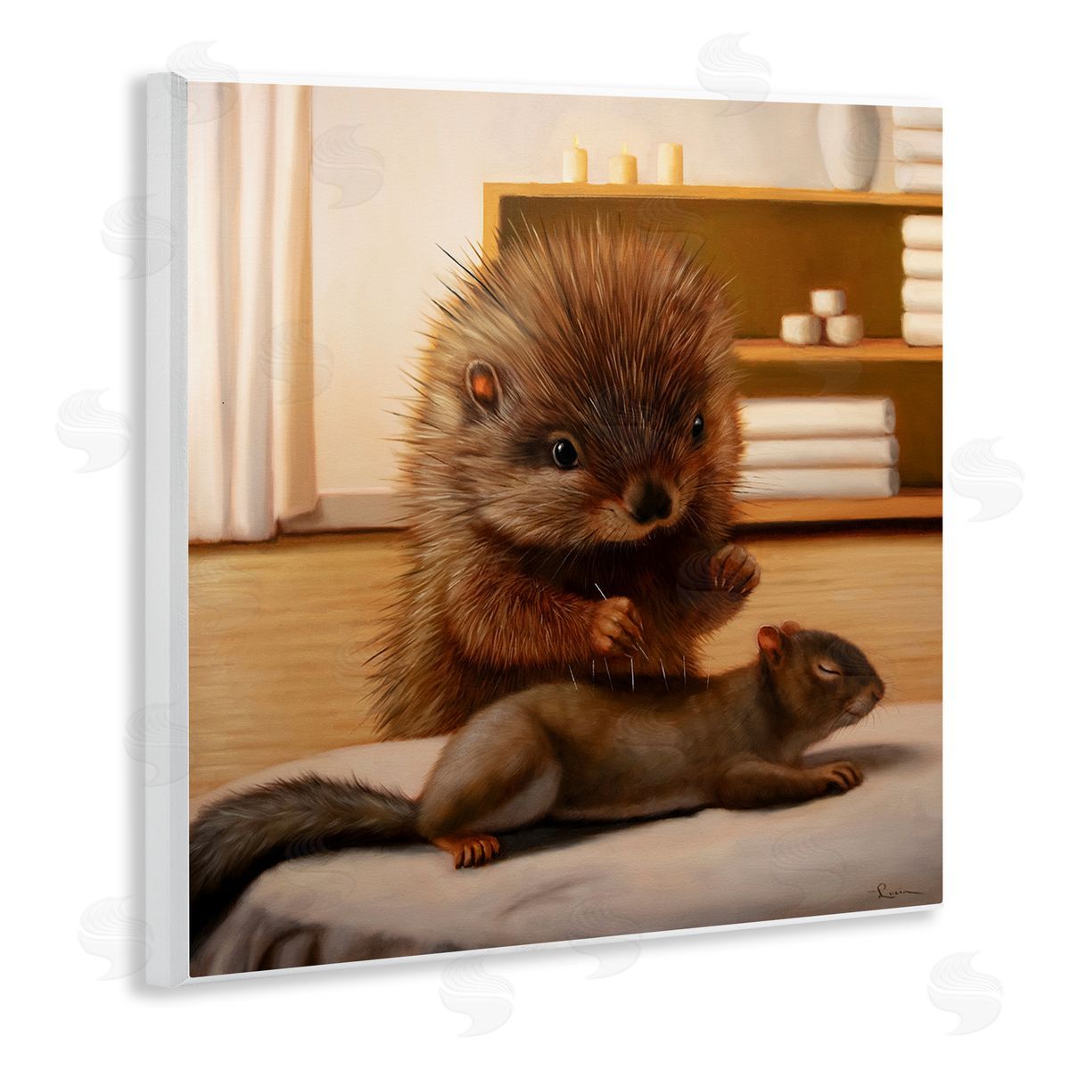 Acupuncture Spa Animals Wood Plaque Wall Art, Home Decor by Lucia Heffernan