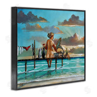 Ronald West | Woman & Cats Beach Sunset