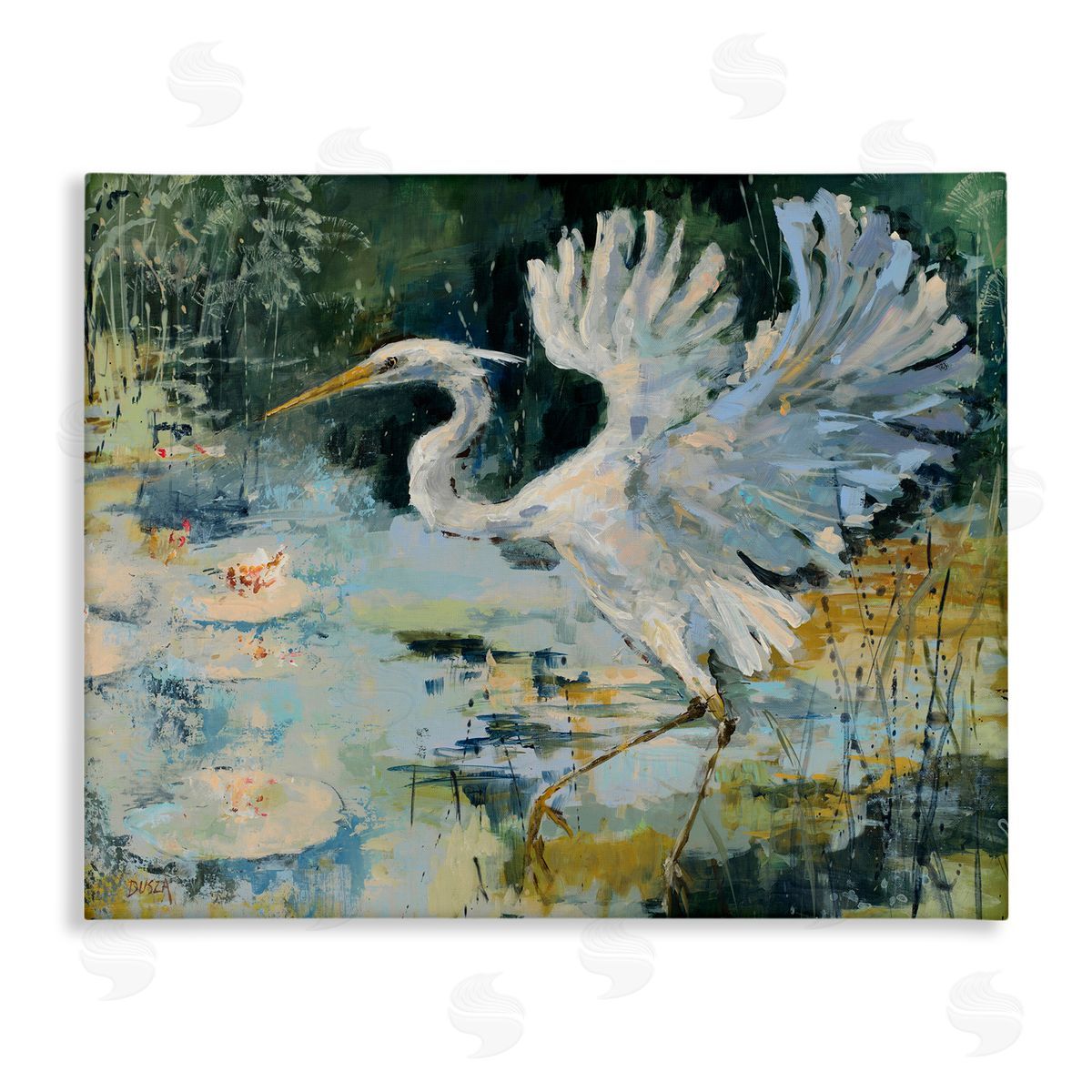 Heron with Spread Wings Canvas Wall Art, Home Decor by Dusza