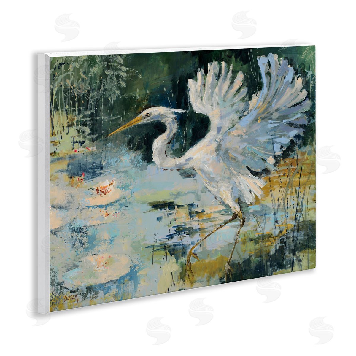 Heron with Spread Wings Wood Plaque Wall Art, Home Decor by Dusza