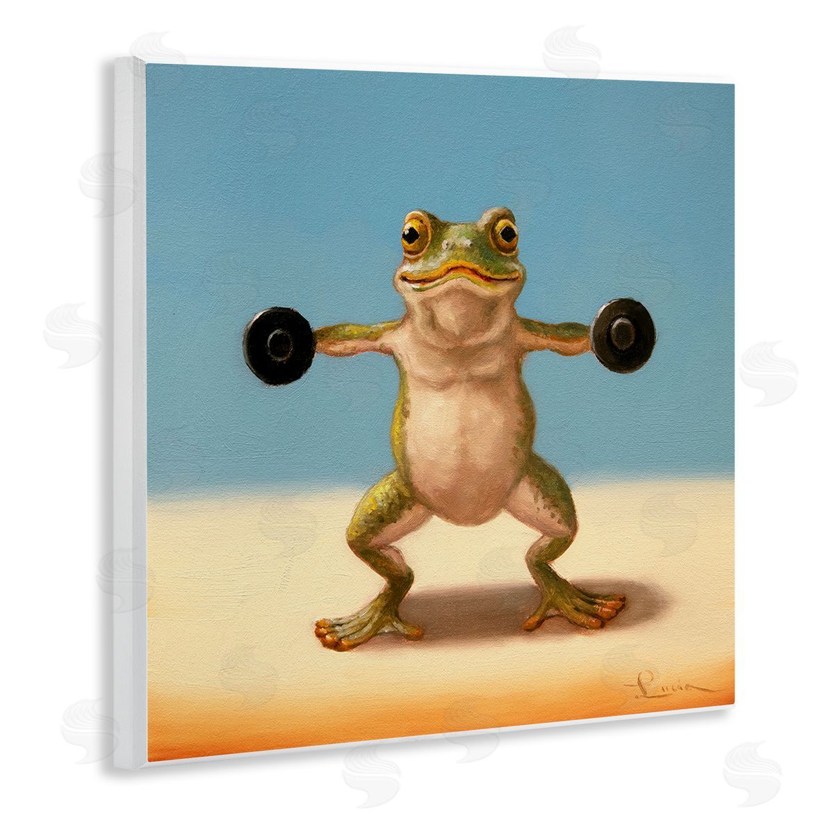 Exercise Weights Frog Wood Plaque Wall Art, Home Decor by Lucia Heffernan