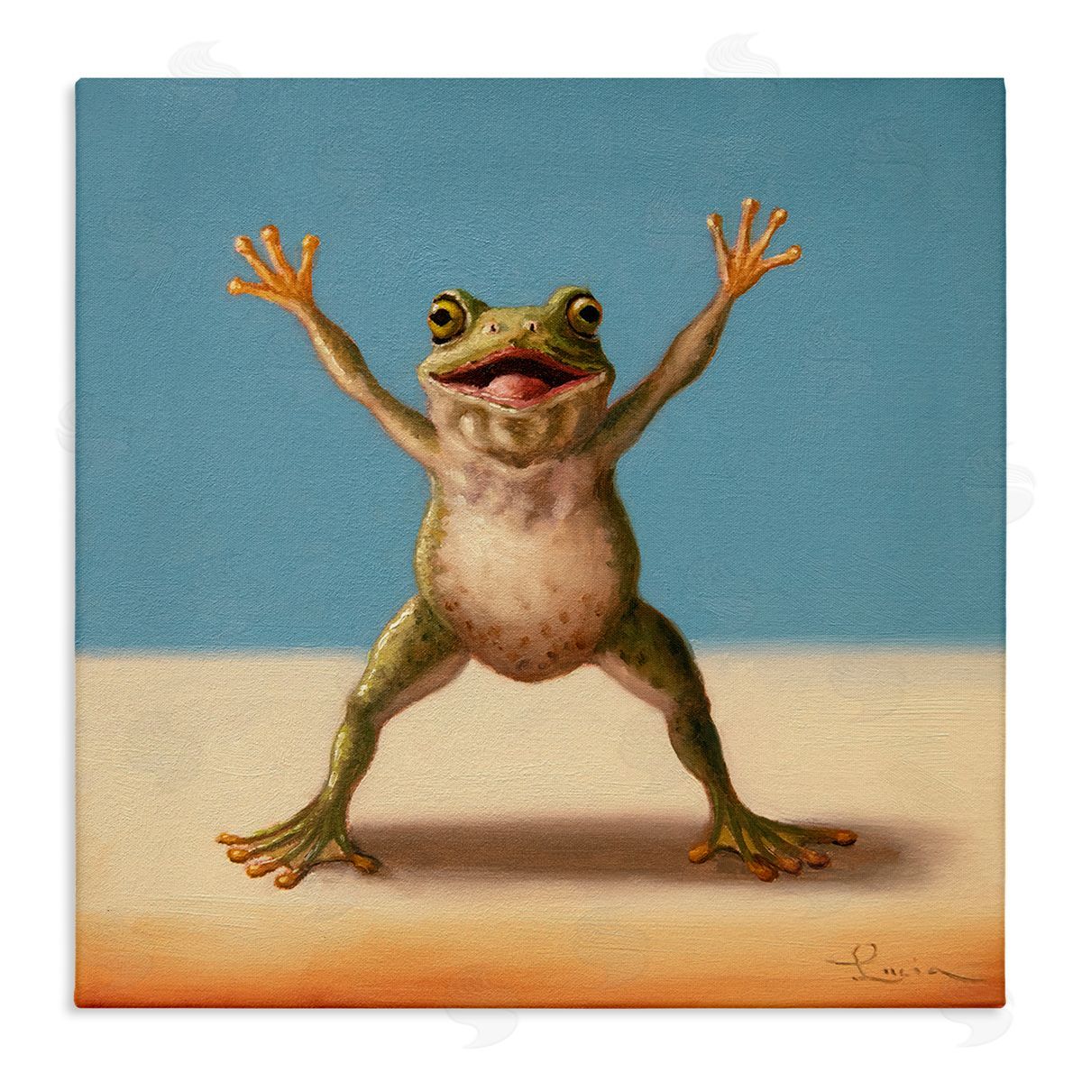 Motivational Exercise Frog Canvas Wall Art, Home Decor by Lucia Heffernan