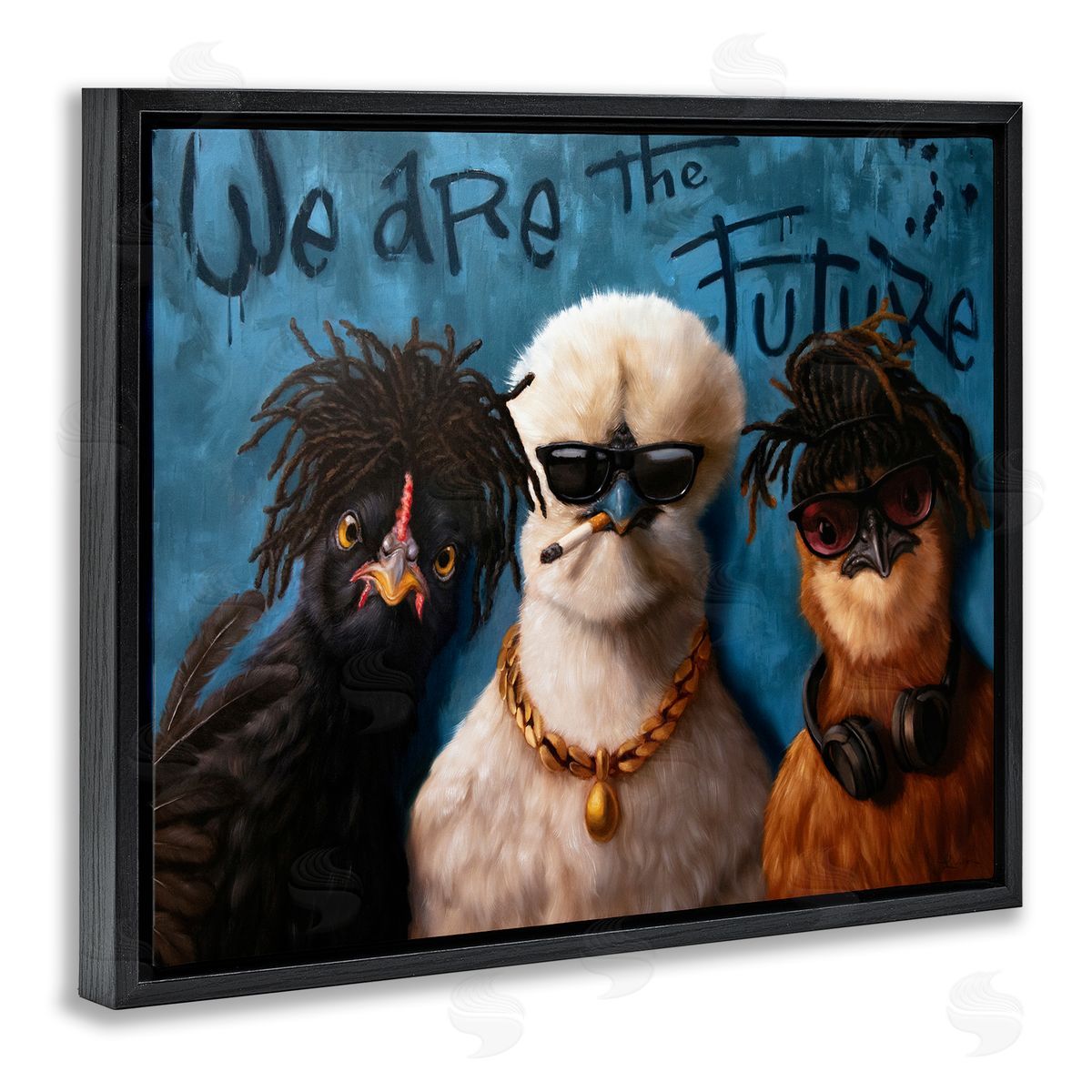 We Are The Future Birds Black Floating Frame Canvas Wall Art, Home Decor by Lucia Heffernan