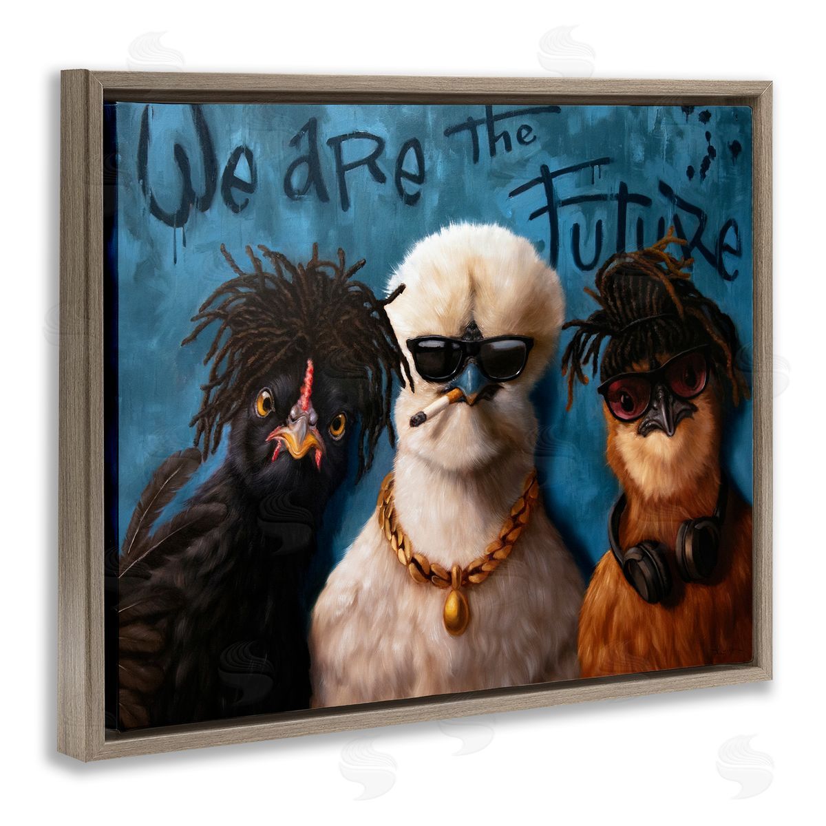 We Are The Future Birds Brown Floating Frame Canvas Wall Art, Home Decor by Lucia Heffernan