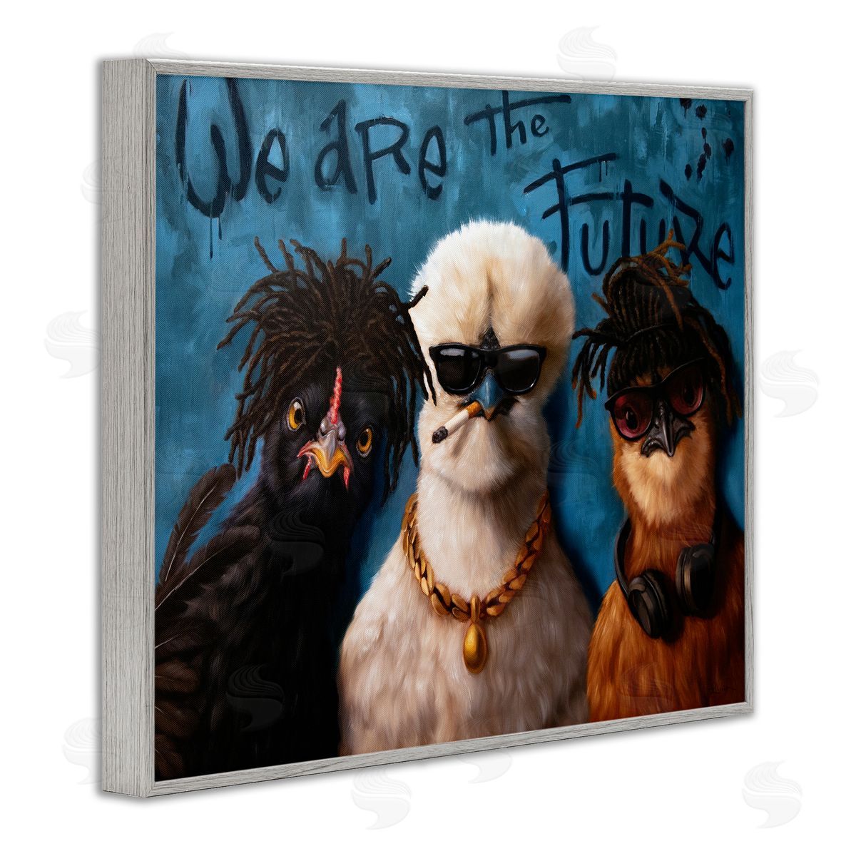 We Are The Future Birds Grey Frame Print Wall Art, Home Decor by Lucia Heffernan