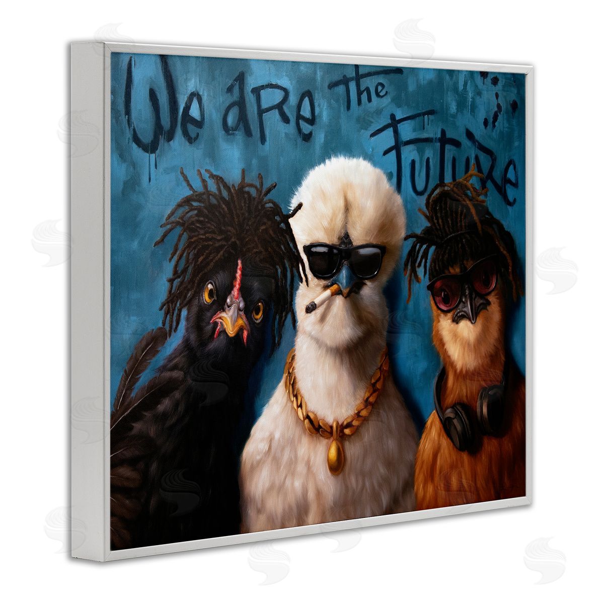 We Are The Future Birds White Frame Print Wall Art, Home Decor by Lucia Heffernan