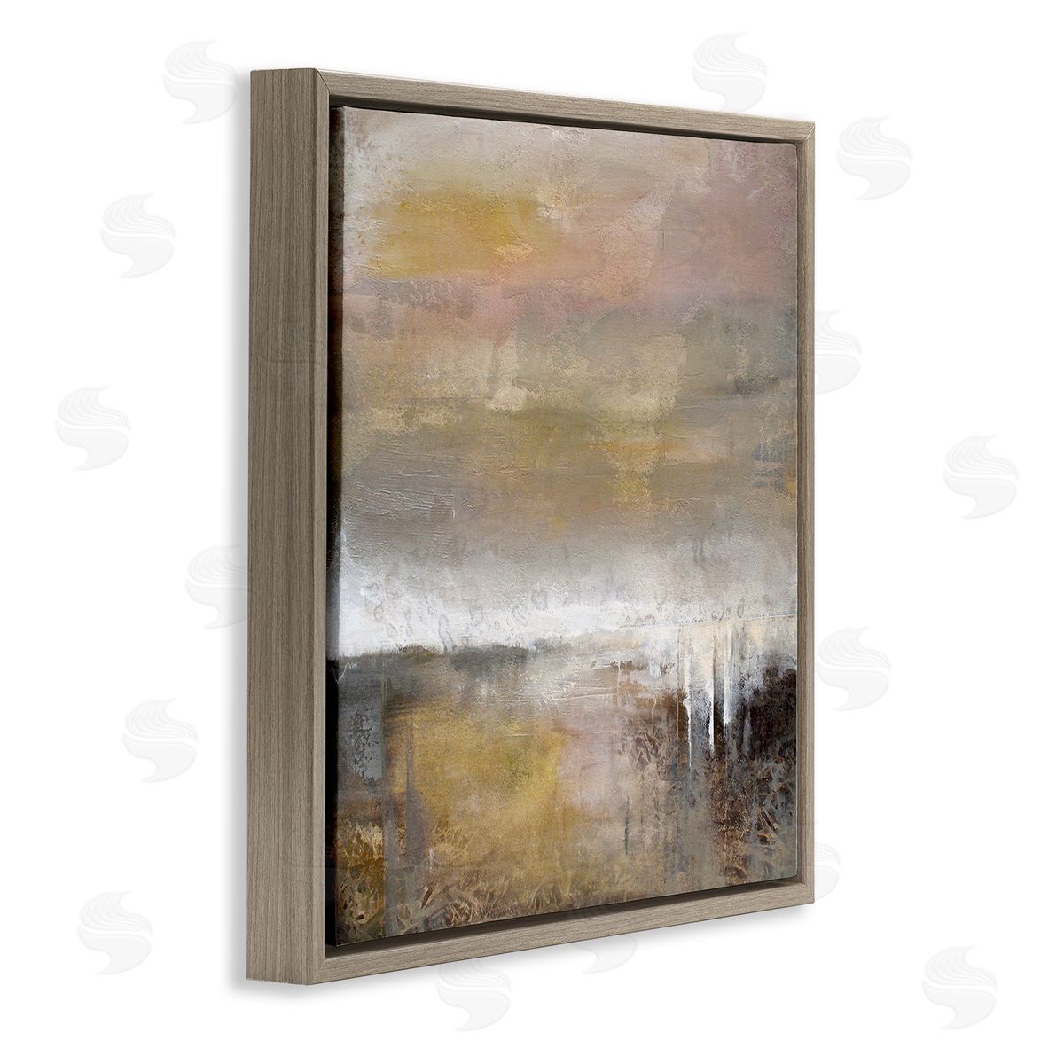 Neutral Earthy Abstract Landscape Brown Floating Frame Canvas Wall Art, Home Decor by Karen Hale