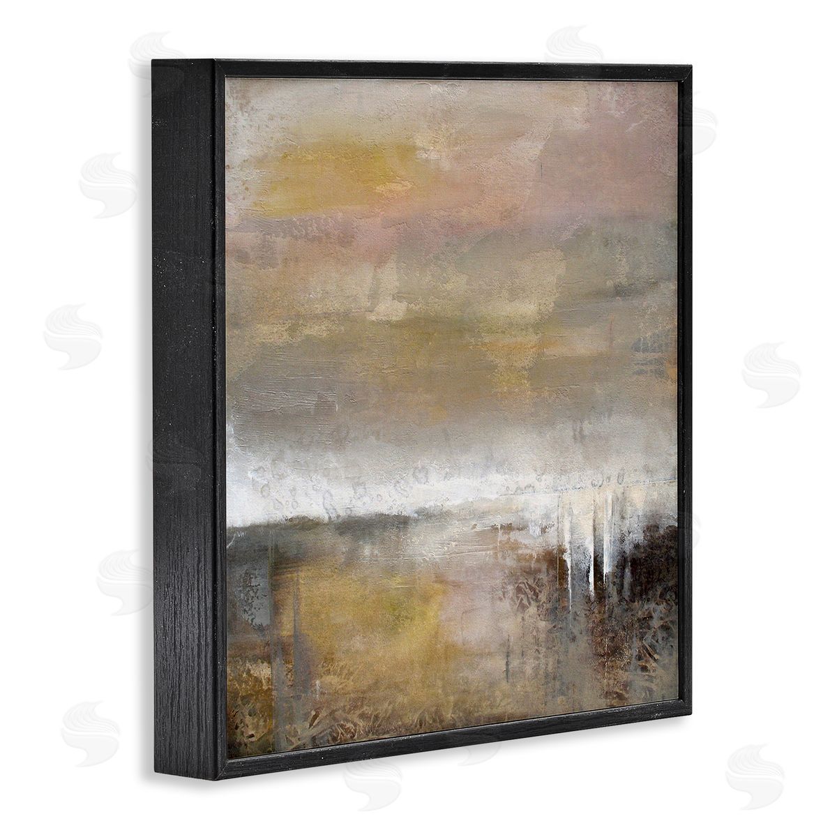 Neutral Earthy Abstract Landscape Black Frame Print Wall Art, Home Decor by Karen Hale
