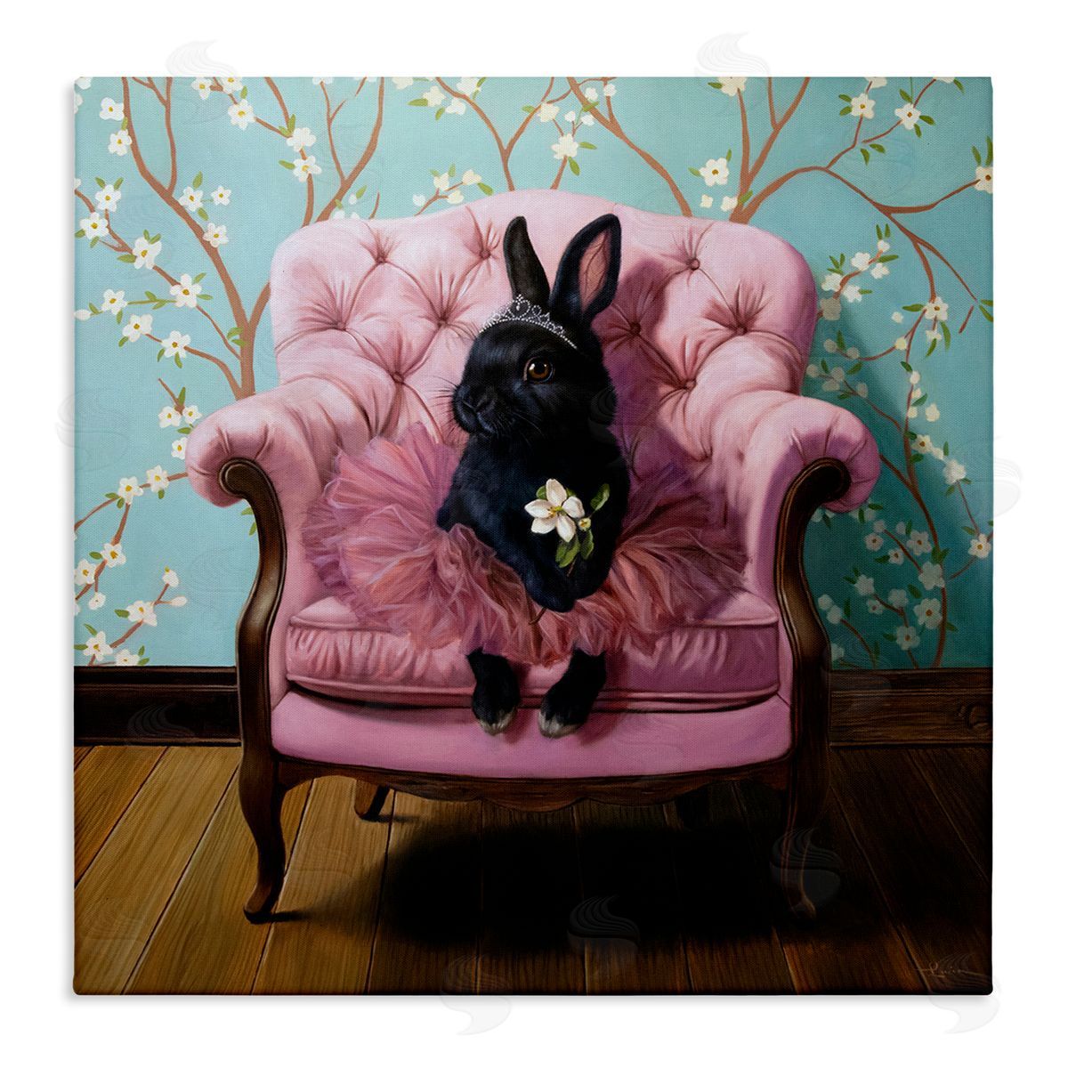 Girlie Rabbit in Tutu Canvas Wall Art, Home Decor by Lucia Heffernan