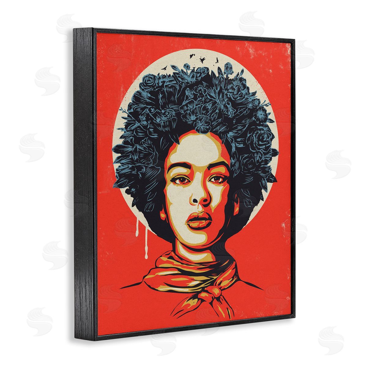 Vibrant Portrait of Woman Black Frame Print Wall Art, Home Decor by Balazs Solti