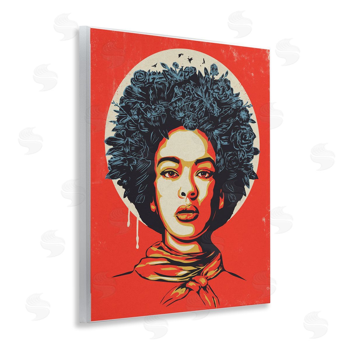 Vibrant Portrait of Woman Wood Plaque Wall Art, Home Decor by Balazs Solti