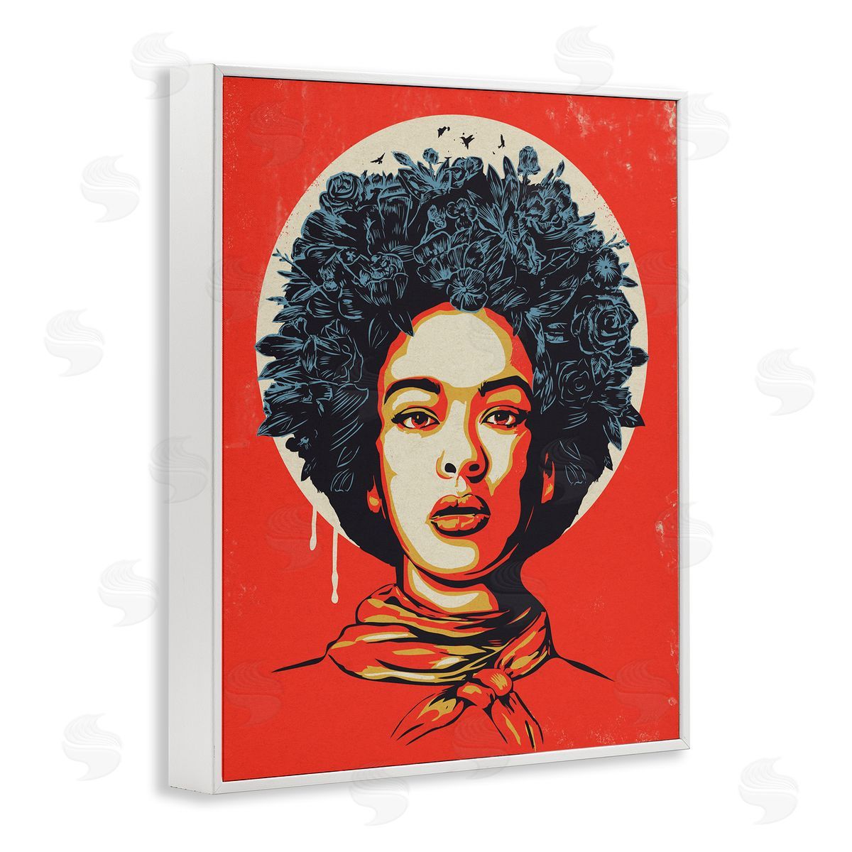 Vibrant Portrait of Woman White Frame Print Wall Art, Home Decor by Balazs Solti