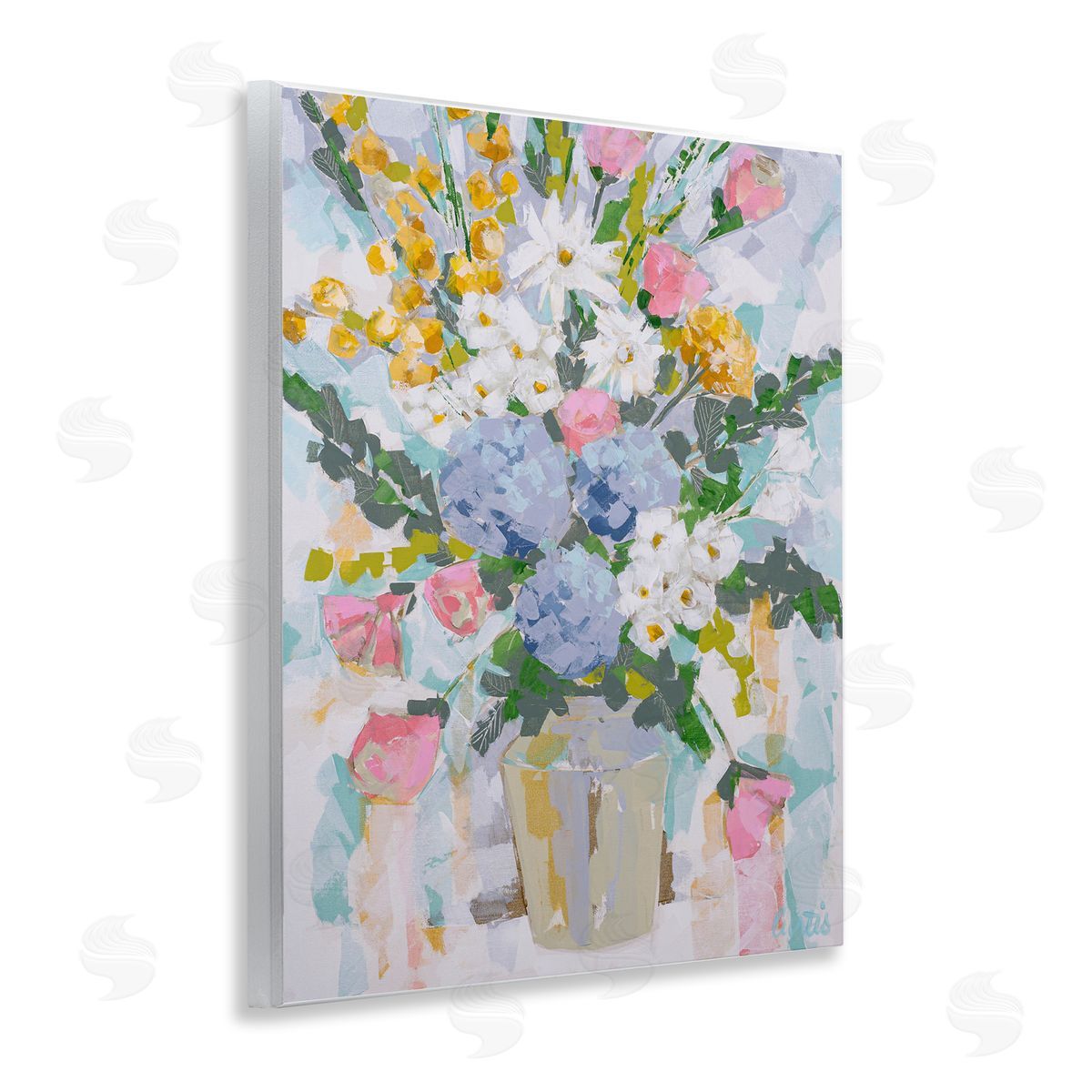 Pastel Abstract Bouquet Wood Plaque Wall Art, Home Decor by Joan Curtis