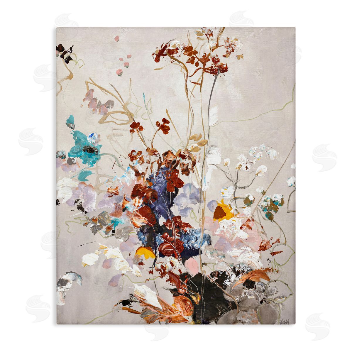 Earth Tones Floral Abstraction Canvas Wall Art, Home Decor by Design Fabrikken