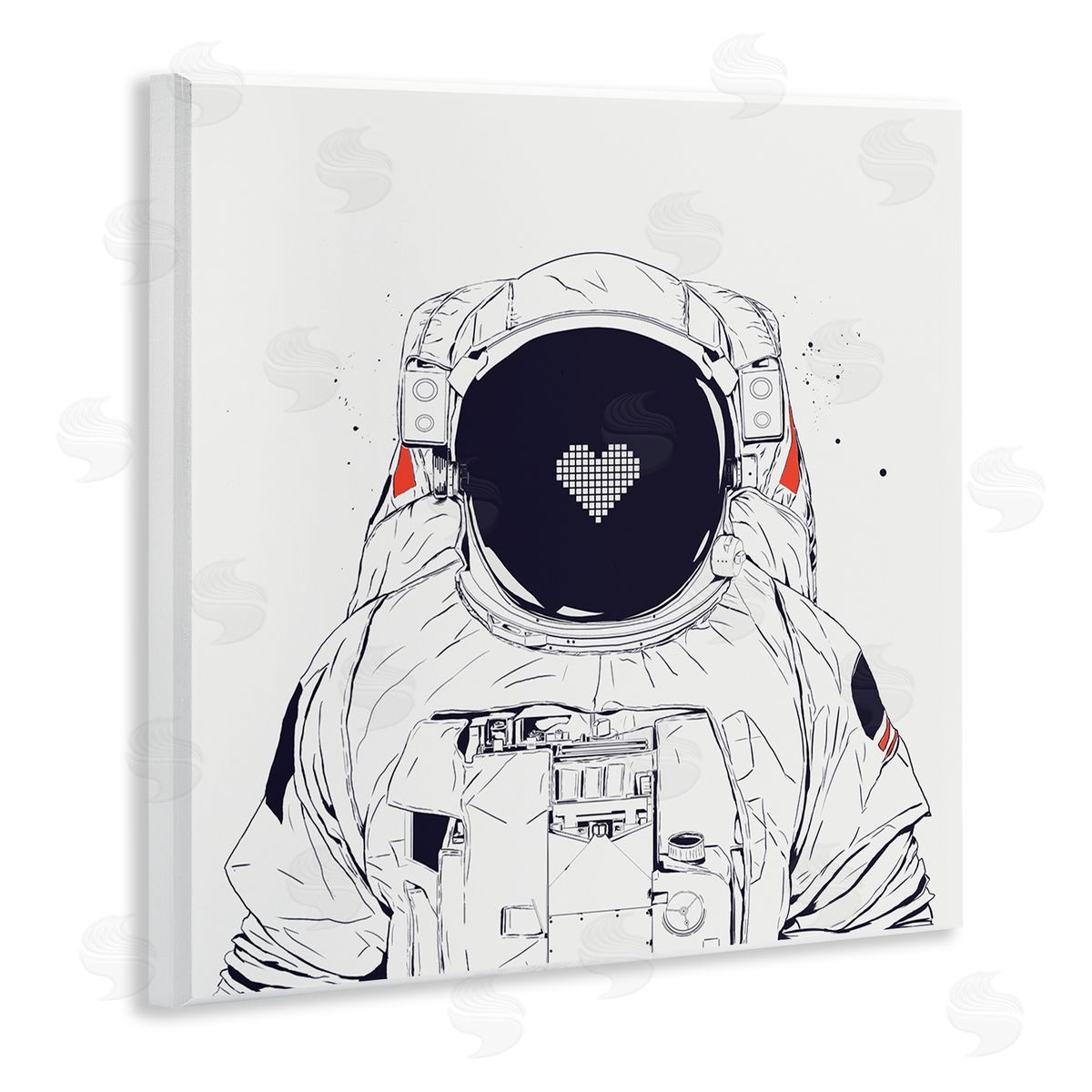 Minimal Astronaut with Heart Wood Plaque Wall Art, Home Decor by Balazs Solti