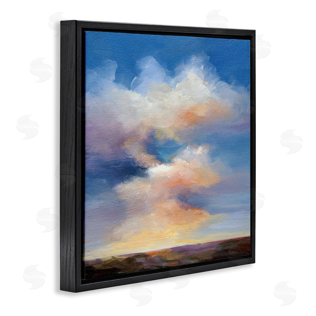 Luminous Sunset Clouds Black Floating Frame Canvas Wall Art, Home Decor by Karen Hale