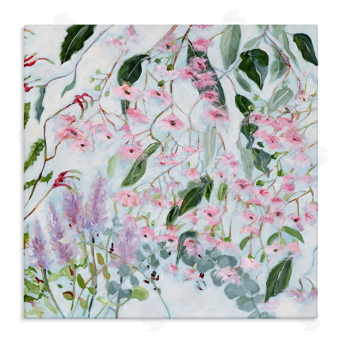 Chic Pink Garden Blossoms Canvas Wall Art, Home Decor by Meredith Howse