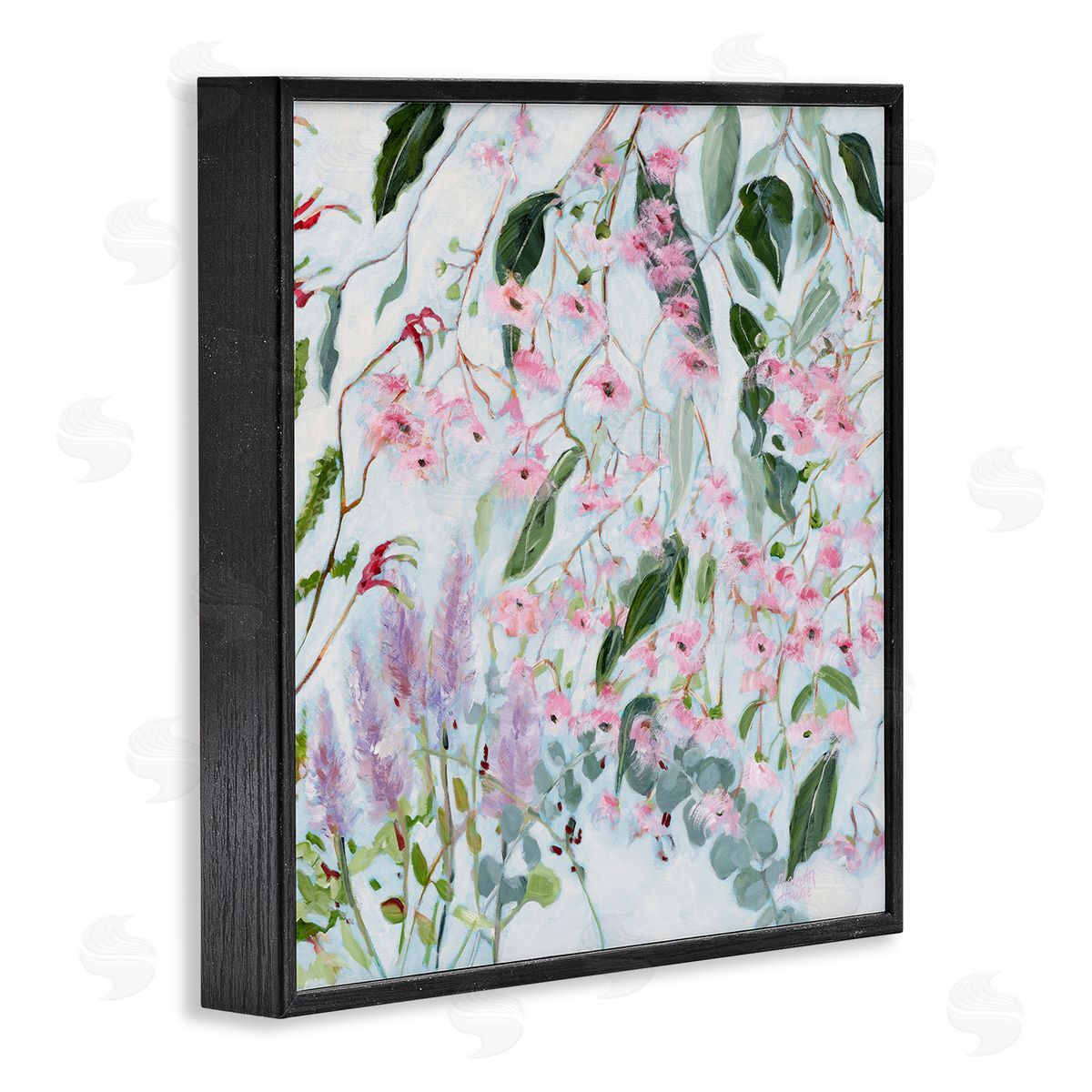 Chic Pink Garden Blossoms Black Frame Print Wall Art, Home Decor by Meredith Howse