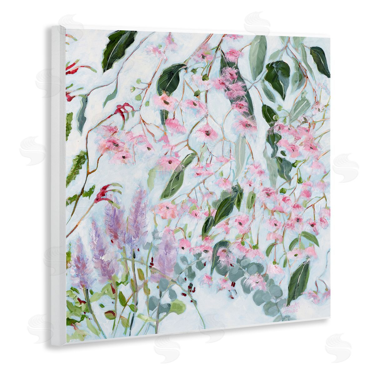 Chic Pink Garden Blossoms Wood Plaque Wall Art, Home Decor by Meredith Howse