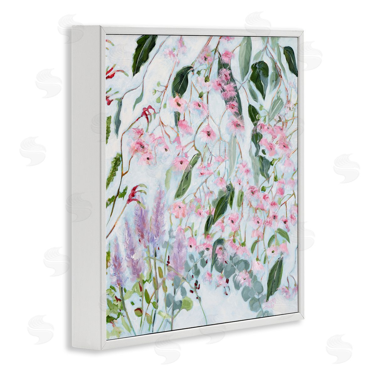 Chic Pink Garden Blossoms White Frame Print Wall Art, Home Decor by Meredith Howse