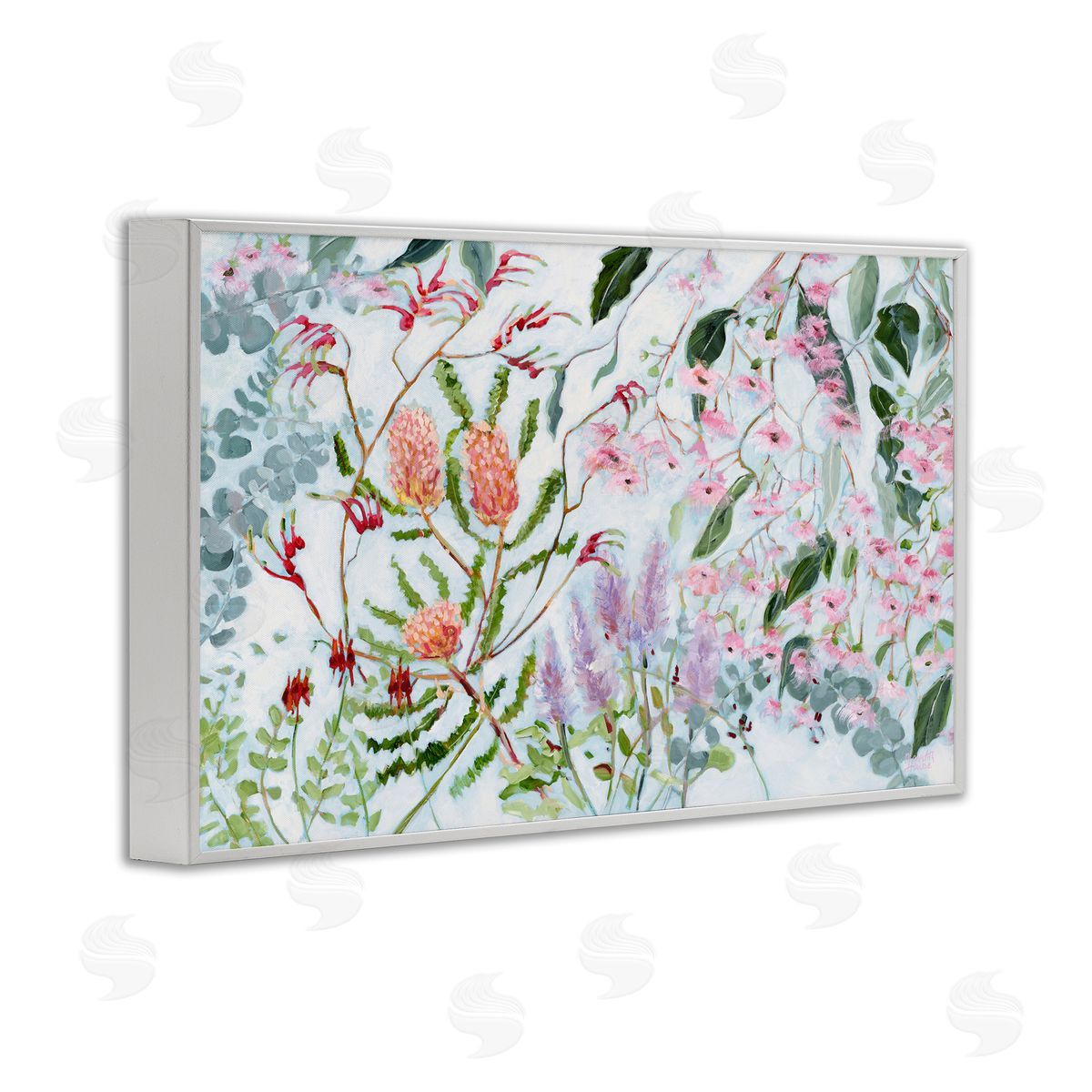 Elegant Garden Flowers White Frame Print Wall Art, Home Decor by Meredith Howse