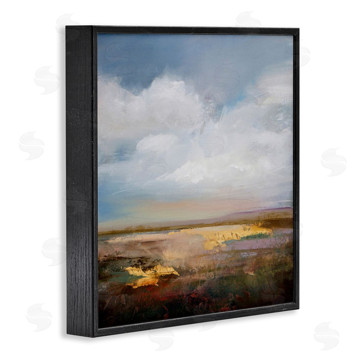 Calm Landscape & Clouds Black Frame Print Wall Art, Home Decor by Karen Hale