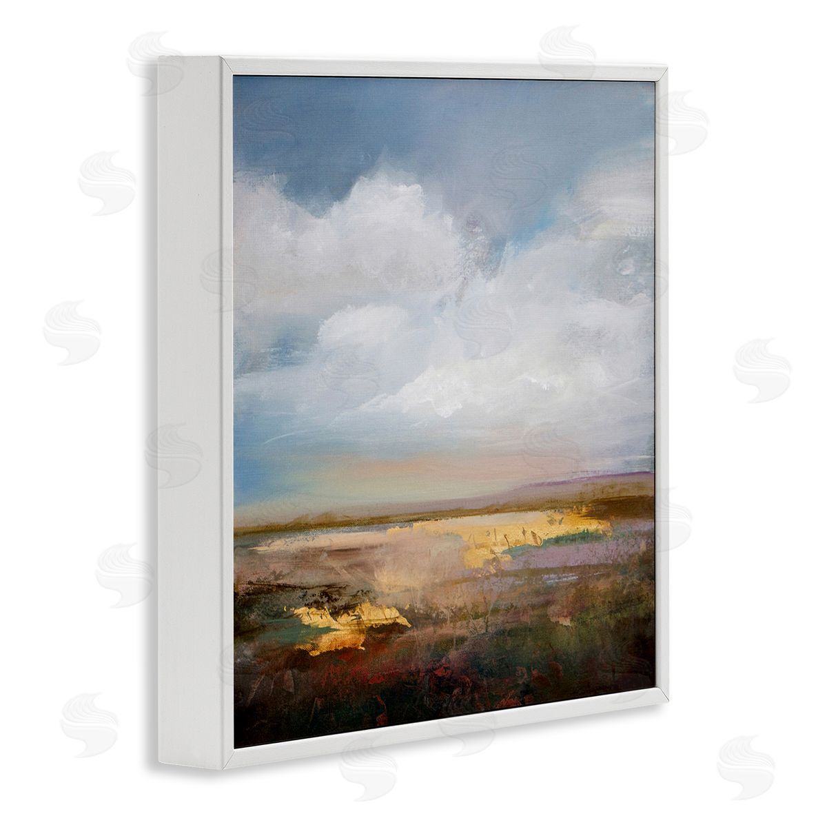 Calm Landscape & Clouds White Frame Print Wall Art, Home Decor by Karen Hale