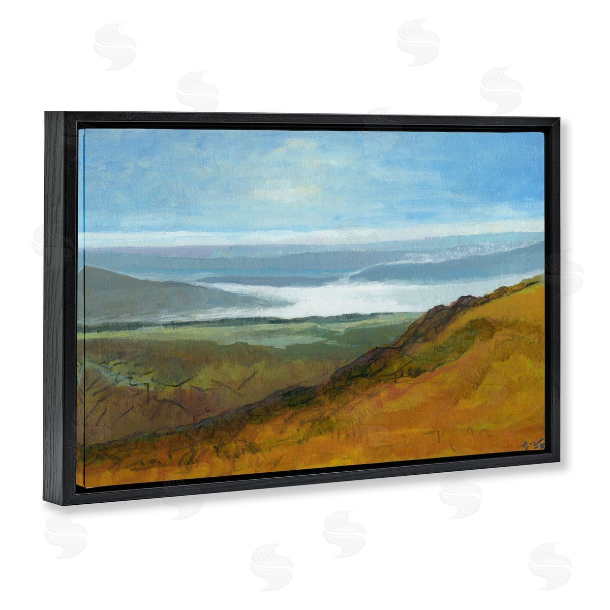 Vast Serene Hills Black Floating Frame Canvas Wall Art, Home Decor by Dita Jacobovitz