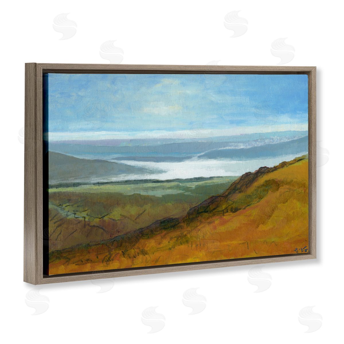 Vast Serene Hills Brown Floating Frame Canvas Wall Art, Home Decor by Dita Jacobovitz